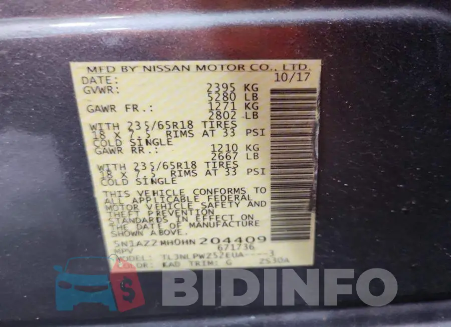5N1AZ2MH0HN204409 Photo# 12
