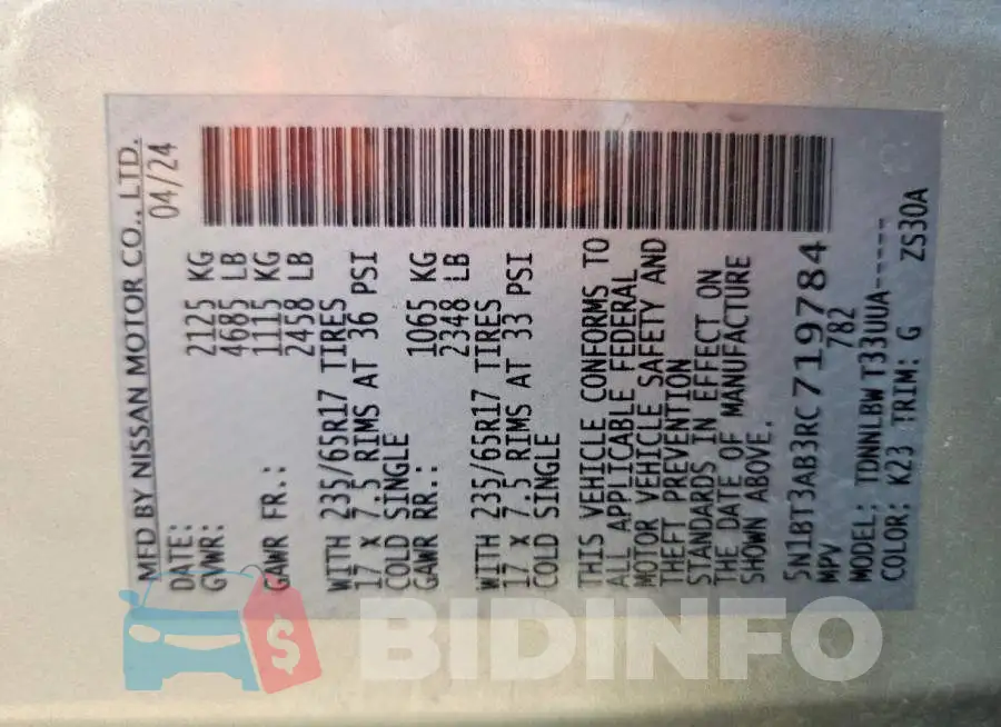 5N1BT3AB3RC719784 Photo# 13