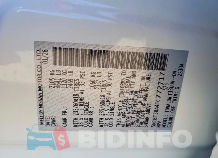 5N1BT3BA4TC772717 Photo# 14