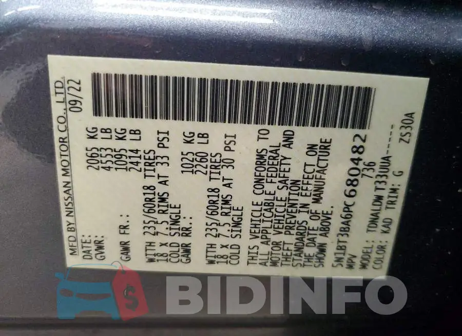 5N1BT3BA6PC680482 Photo# 13