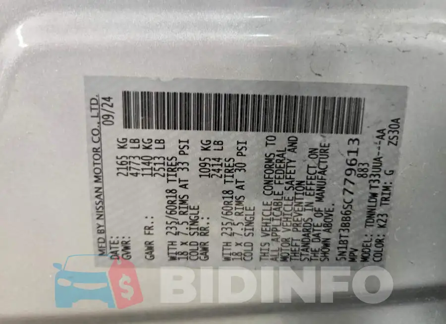 5N1BT3BB6SC779613 Photo# 12