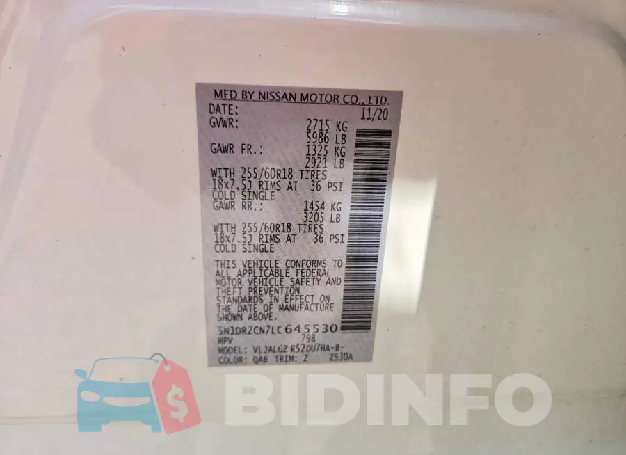 5N1DR2CN7LC645530 Photo# 13