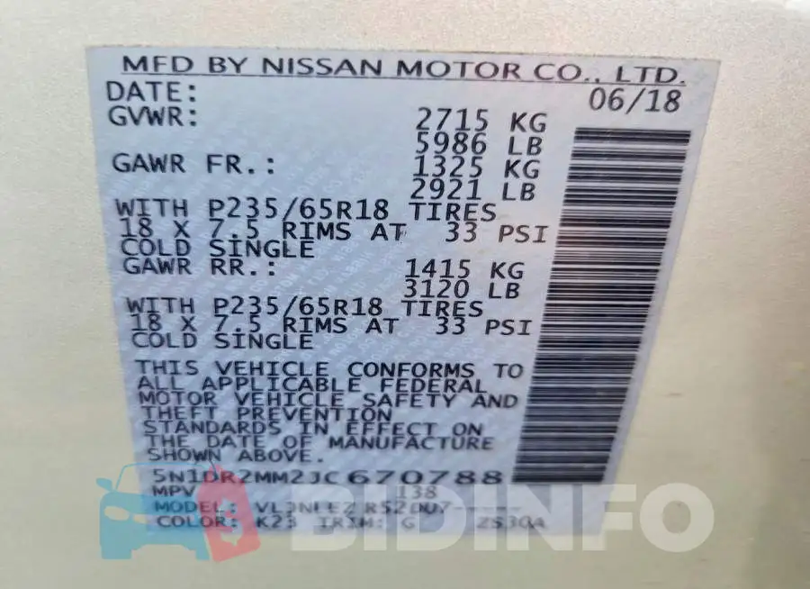 5N1DR2MM2JC670788 Photo# 13