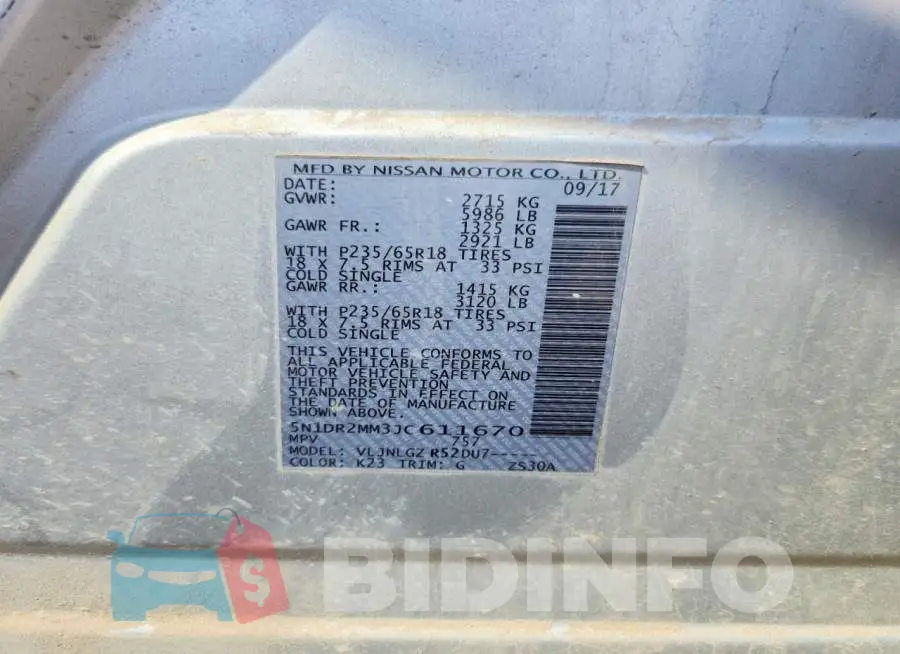 5N1DR2MM3JC611670 Photo# 13