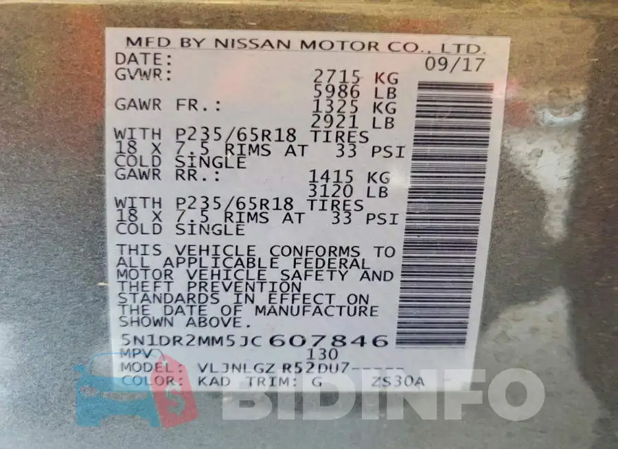 5N1DR2MM5JC607846 Photo# 13