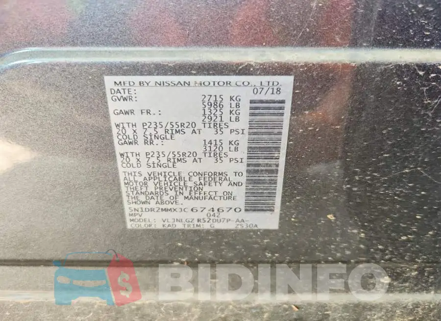 5N1DR2MMXJC674670 Photo# 13