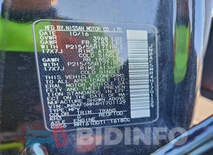 JN8AF5MR4HT701129 Photo# 13