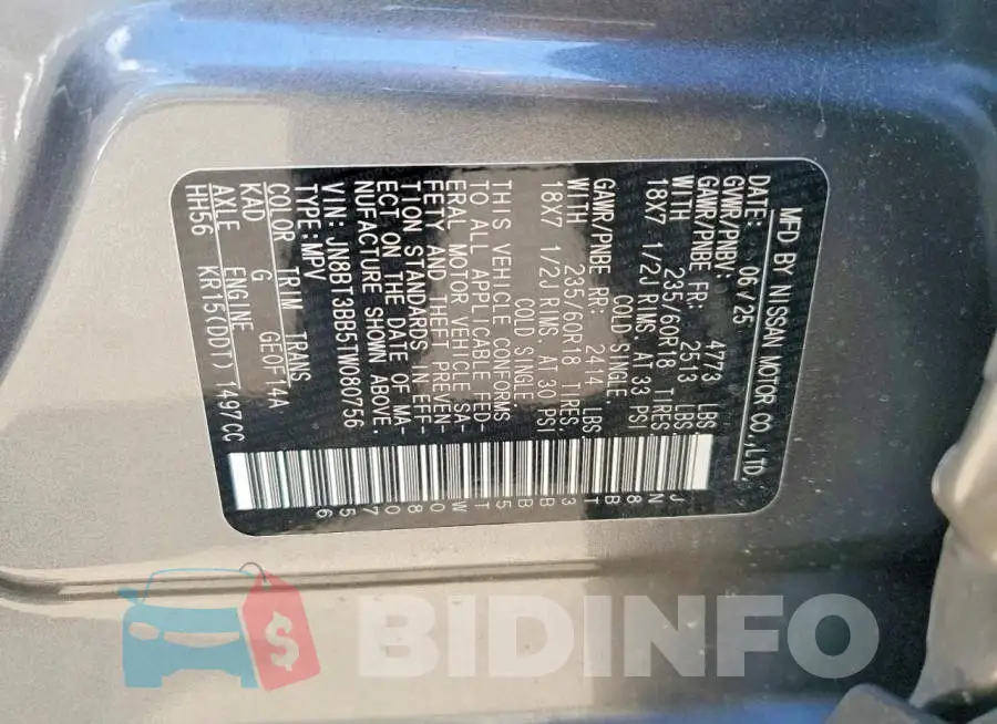 JN8BT3BB5TW080756 Photo# 14
