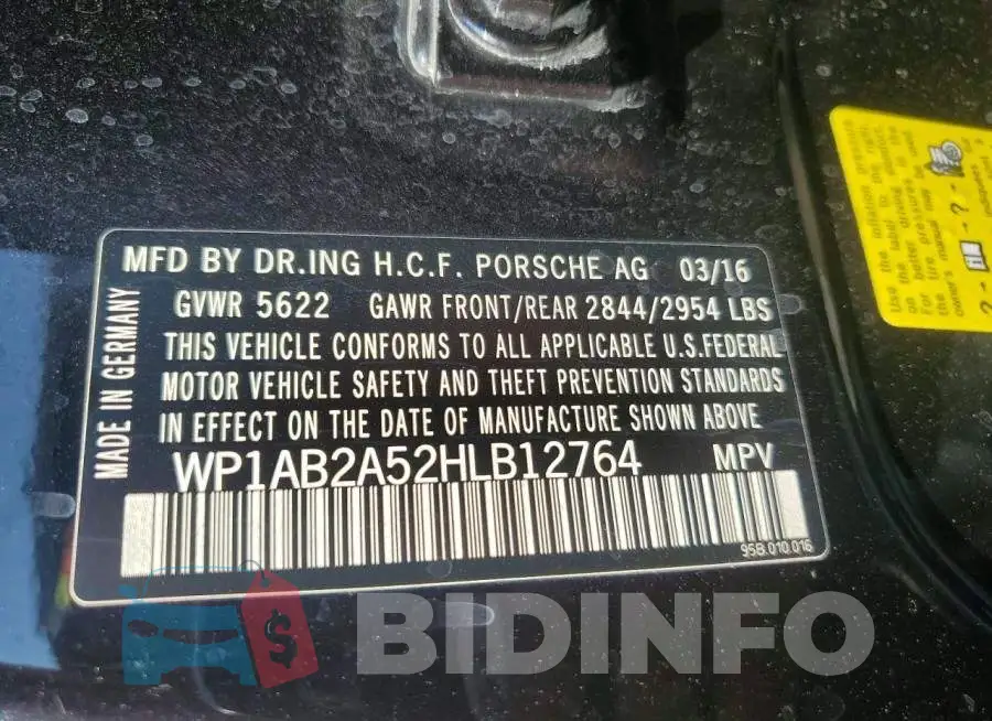 WP1AB2A52HLB12764 Photo# 13