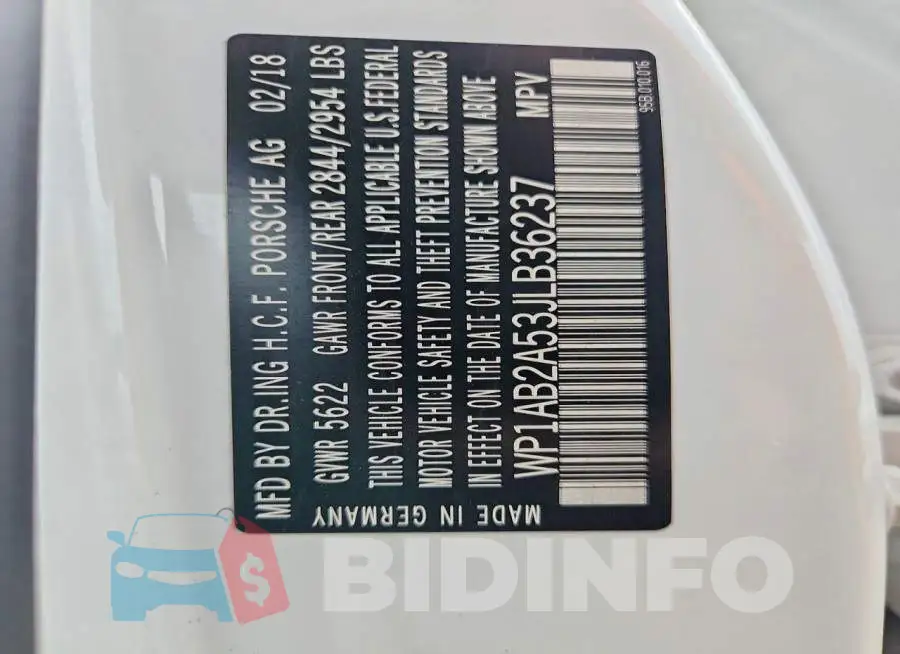 WP1AB2A53JLB36237 Photo# 13