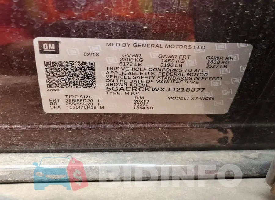 5GAERCKWXJJ218877 Photo# 13