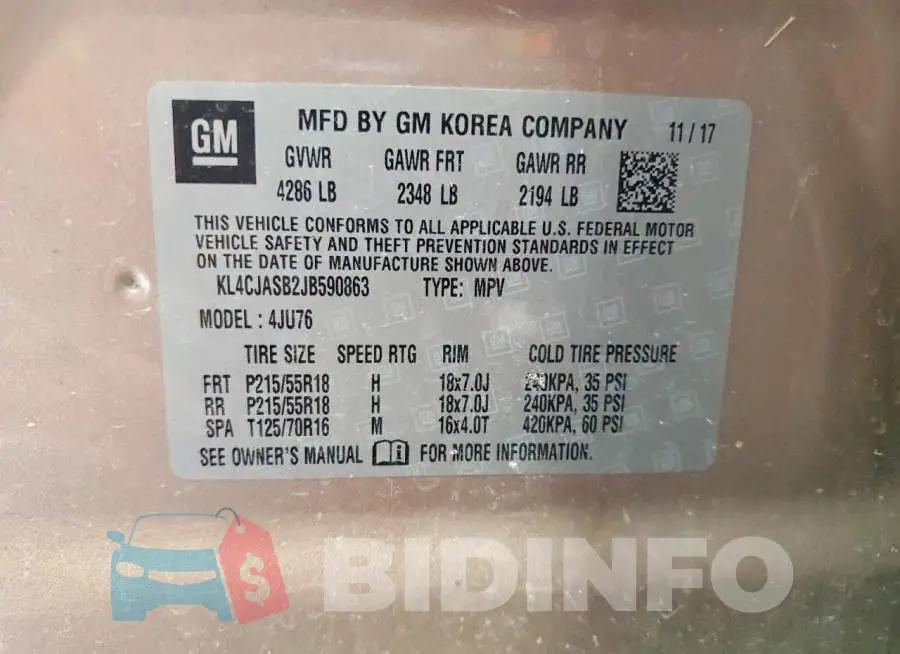 KL4CJASB2JB590863 Photo# 13