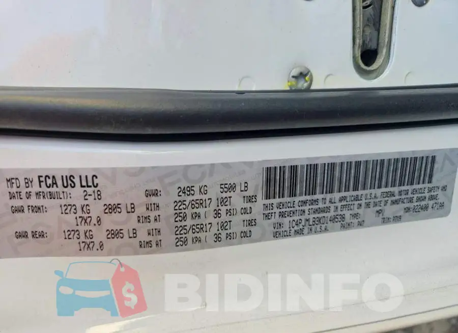 1C4PJMLB3KD140538 Photo# 14