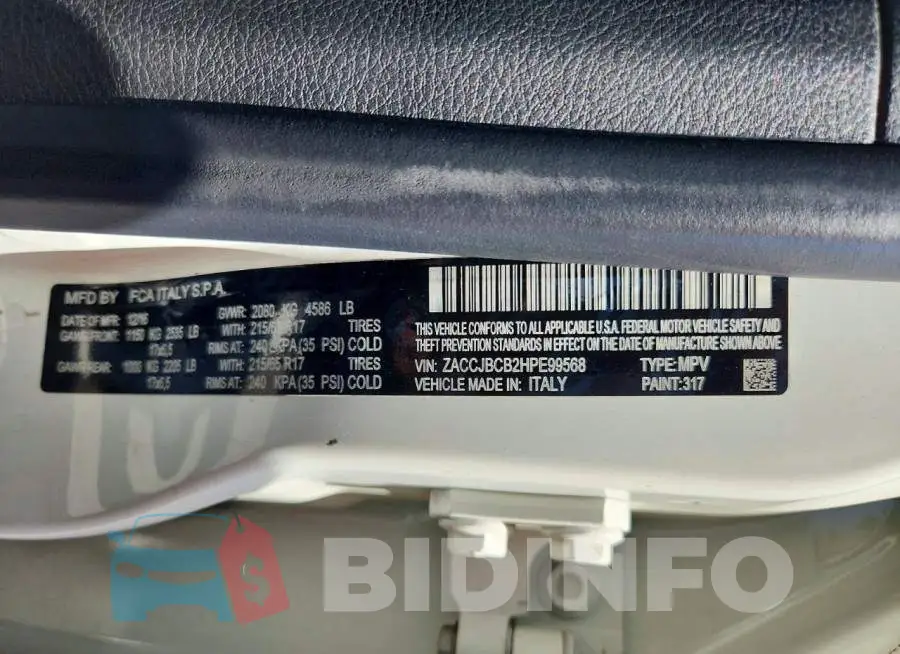ZACCJBCB2HPE99568 Photo# 13