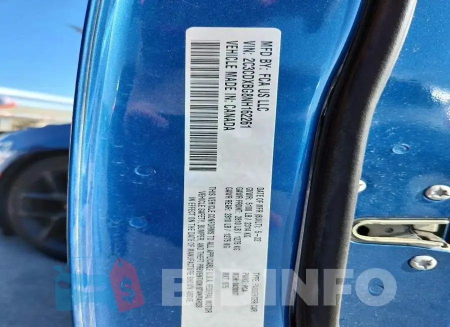 2C3CDXBG8NH162261 Photo# 13
