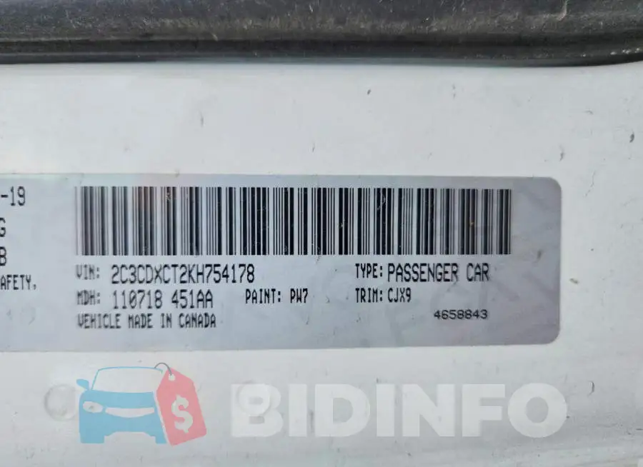 2C3CDXCT2KH754178 Photo# 13
