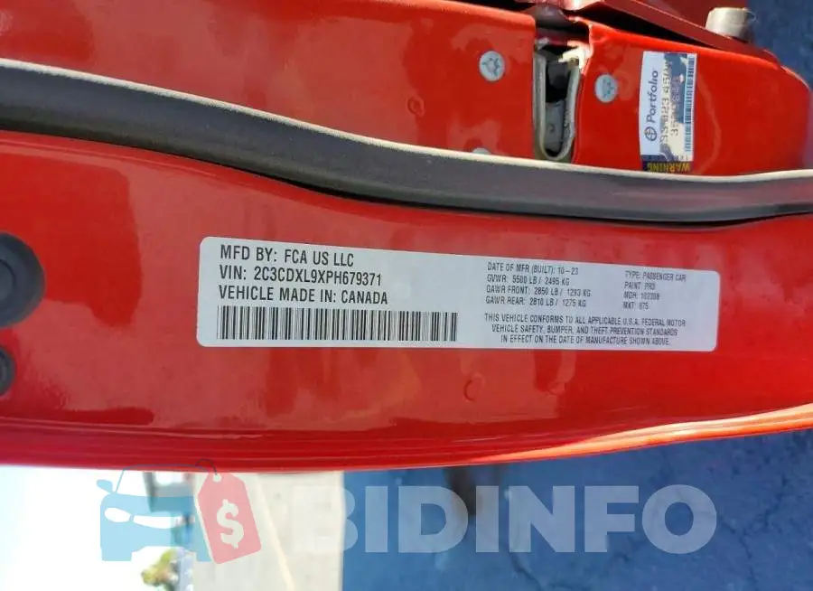 2C3CDXL9XPH679371 Photo# 13