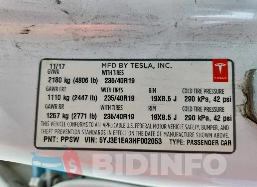 5YJ3E1EA3HF002053 Photo# 12