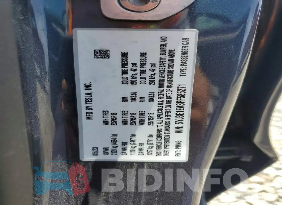 5YJ3E1EA3PF585271 Photo# 13