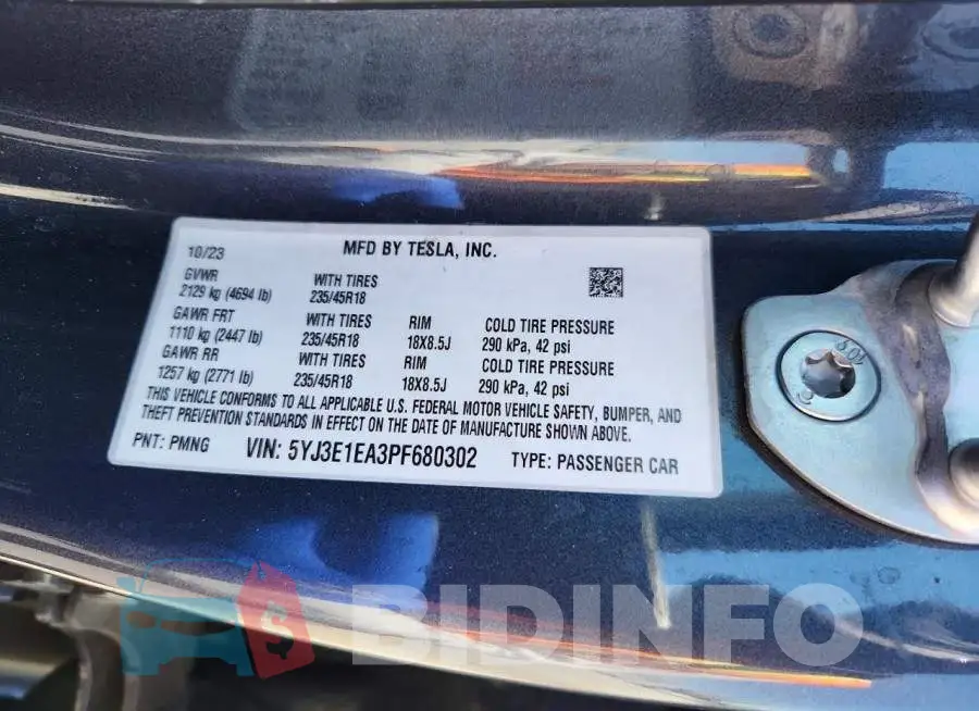 5YJ3E1EA3PF680302 Photo# 13