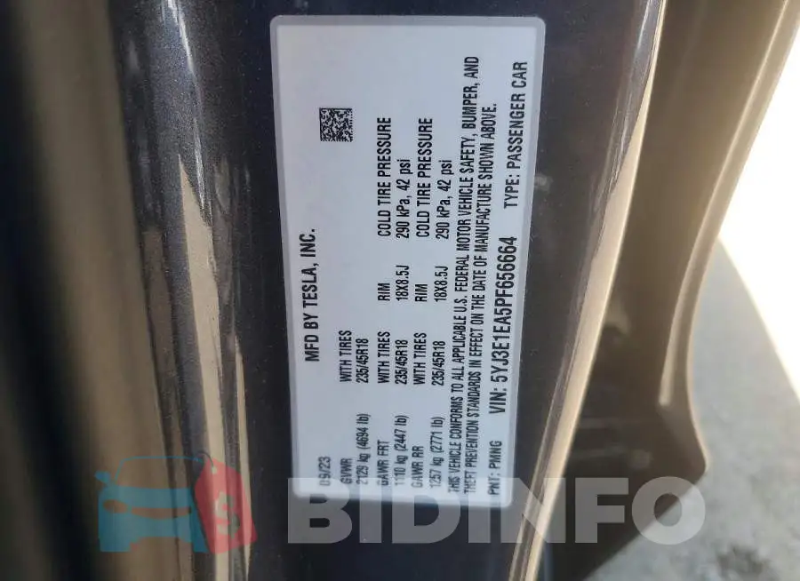 5YJ3E1EA5PF656664 Photo# 12