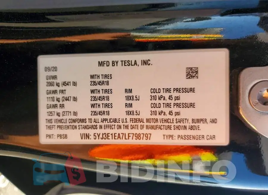 5YJ3E1EA7LF798797 Photo# 12