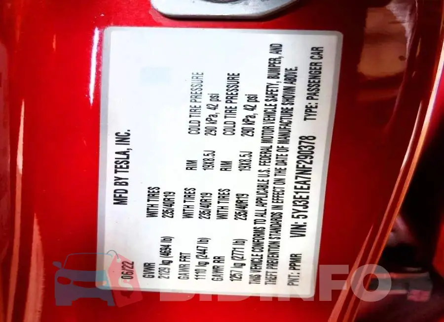 5YJ3E1EA7NF290378 Photo# 12