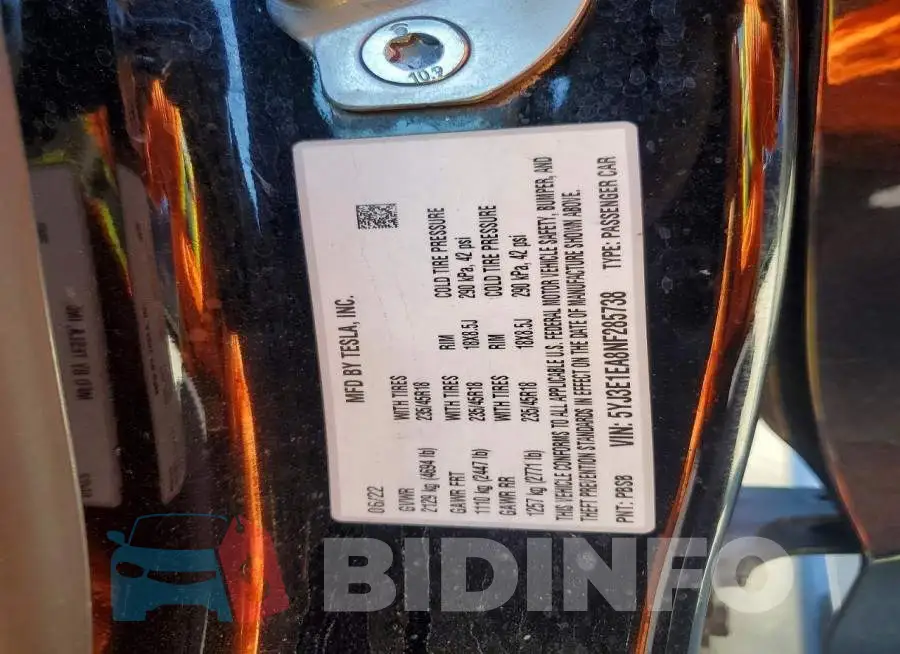 5YJ3E1EA8NF285738 Photo# 12