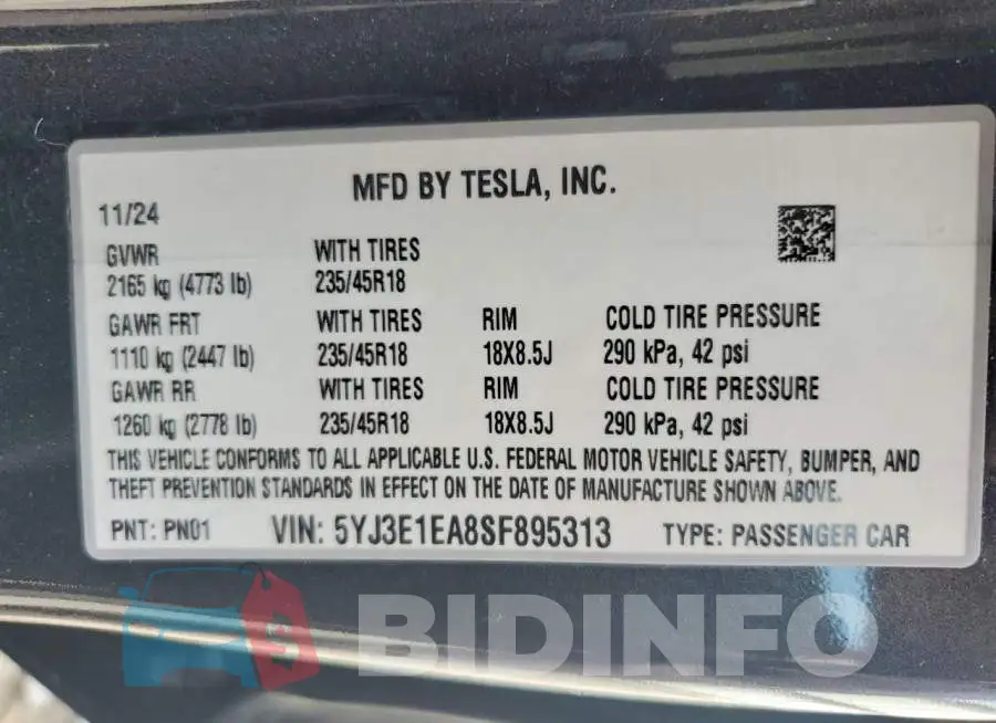 5YJ3E1EA8SF895313 Photo# 12