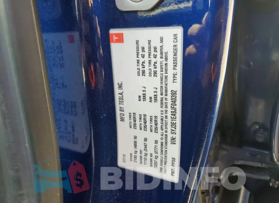 5YJ3E1EA9JF040392 Photo# 12