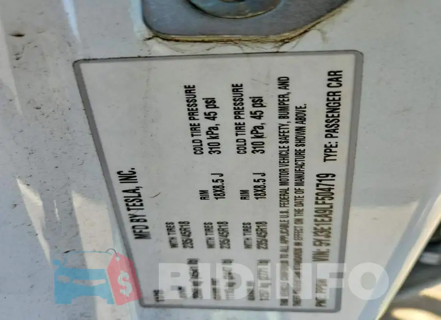 5YJ3E1EA9LF504719 Photo# 12