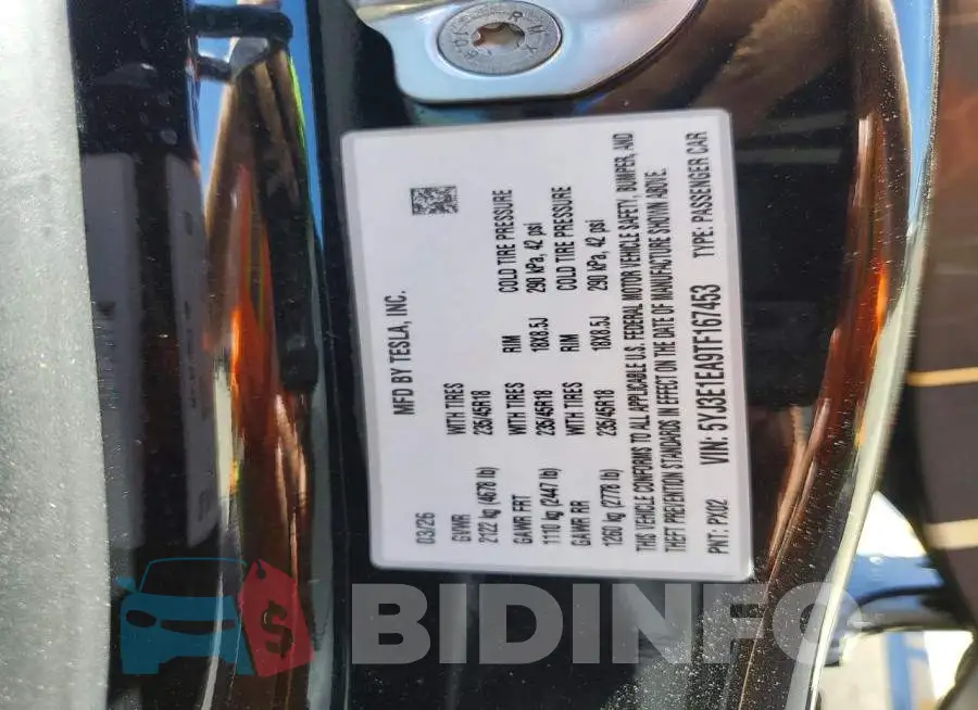 5YJ3E1EA9TF167453 Photo# 13