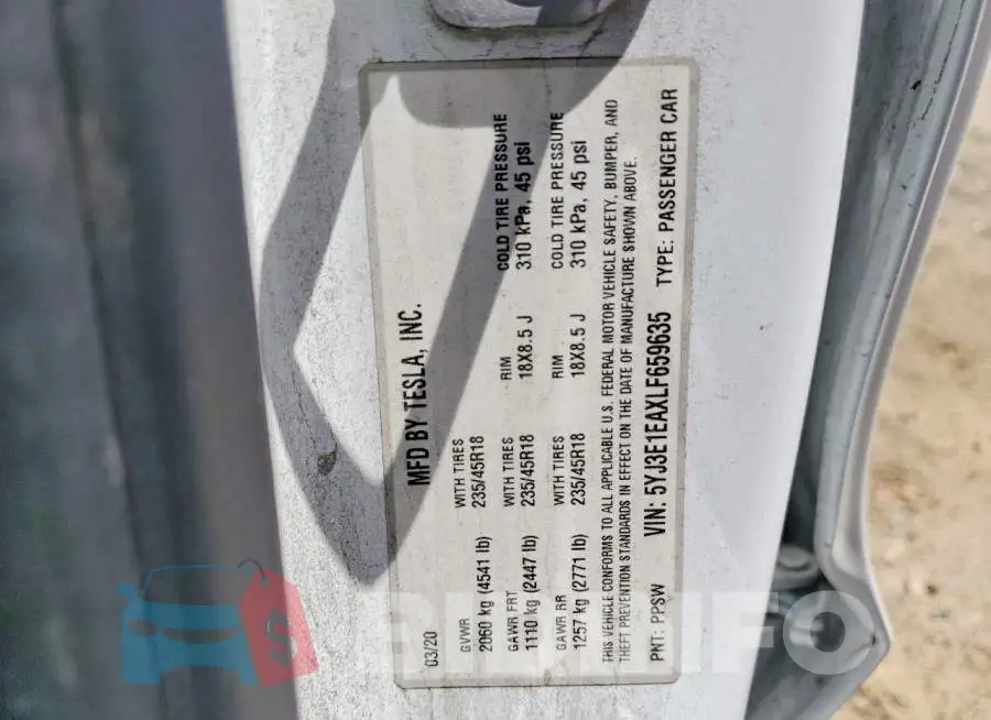 5YJ3E1EAXLF659635 Photo# 12