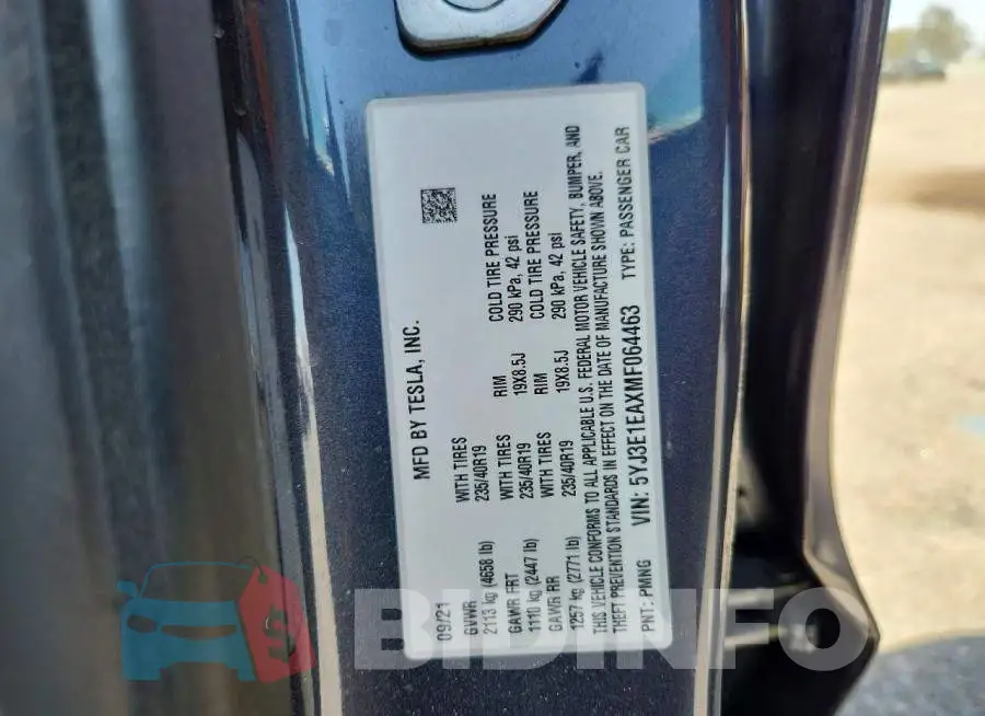 5YJ3E1EAXMF064463 Photo# 12