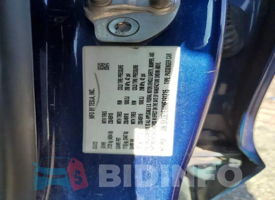 5YJ3E1EAXNF191215 Photo# 12