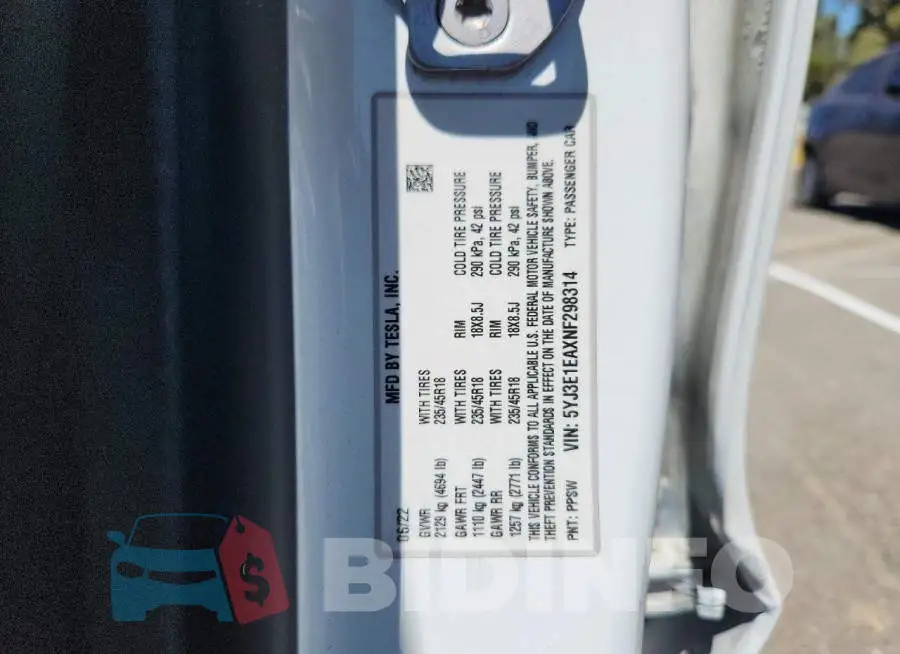 5YJ3E1EAXNF298314 Photo# 13