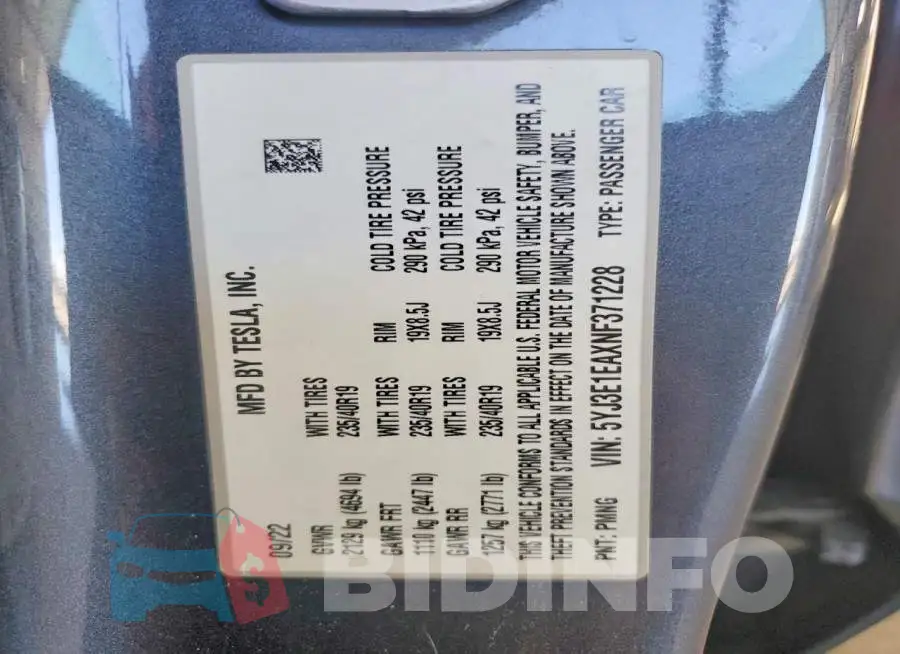 5YJ3E1EAXNF371228 Photo# 13