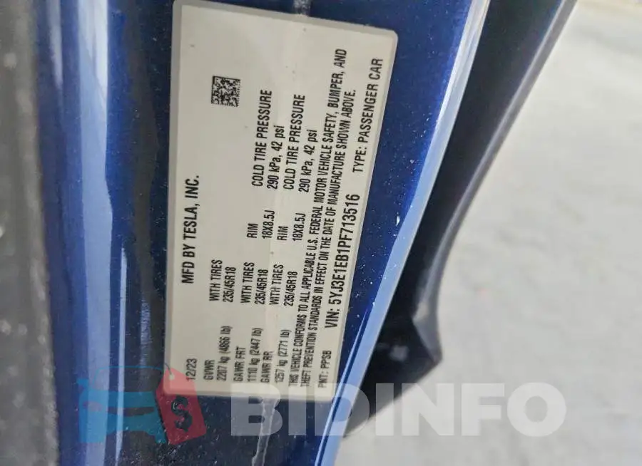 5YJ3E1EB1PF713516 Photo# 12