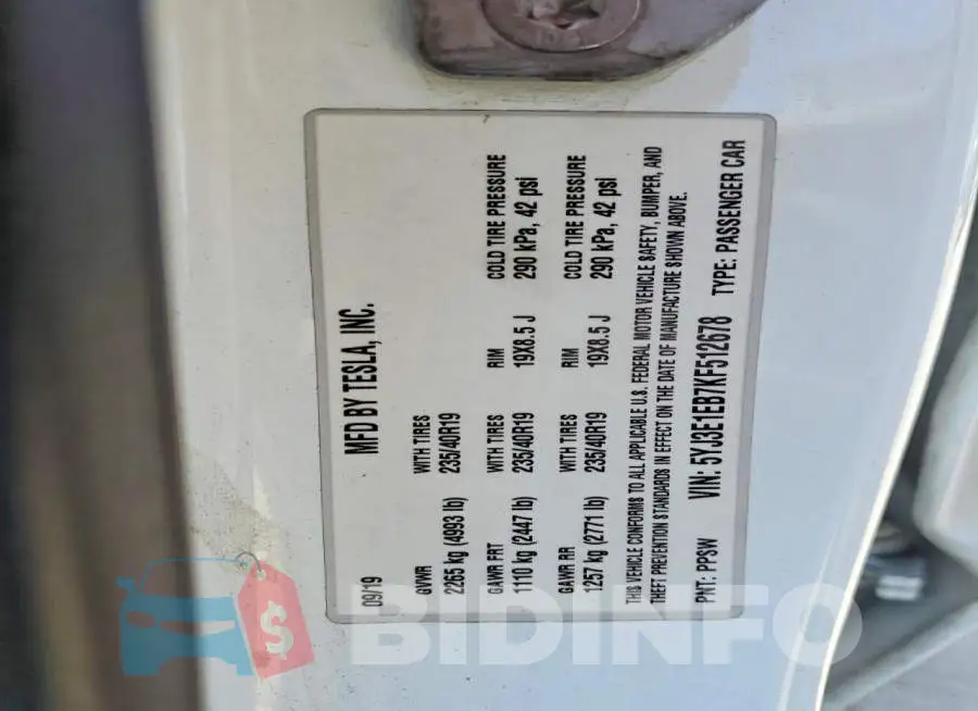 5YJ3E1EB7KF512678 Photo# 12