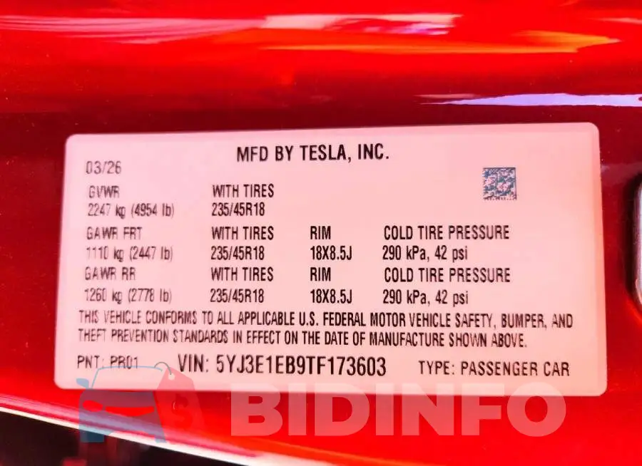 5YJ3E1EB9TF173603 Photo# 13