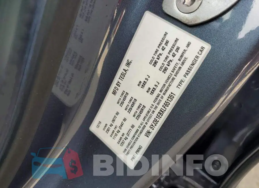 5YJ3E1EBXLF651351 Photo# 13