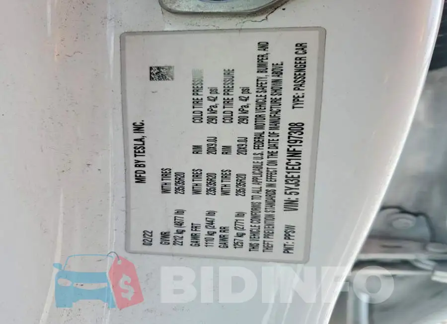 5YJ3E1EC1NF197308 Photo# 13