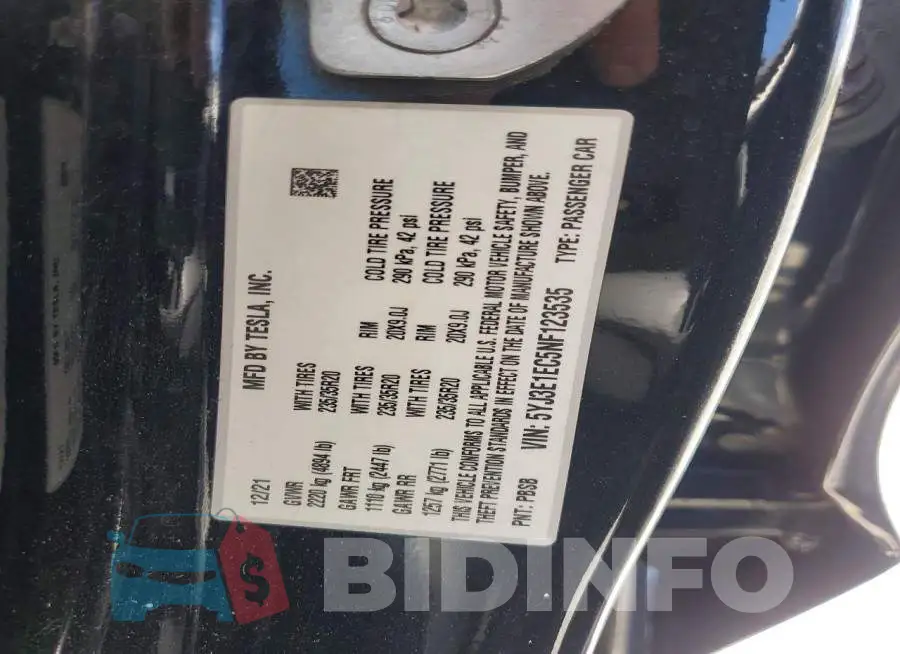 5YJ3E1EC5NF123535 Photo# 12