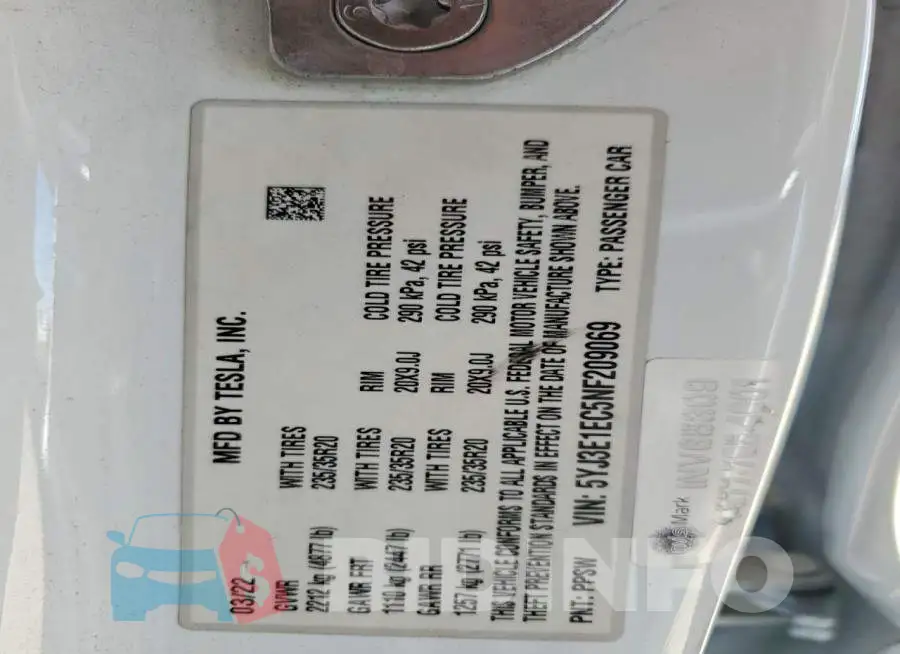 5YJ3E1EC5NF209069 Photo# 13