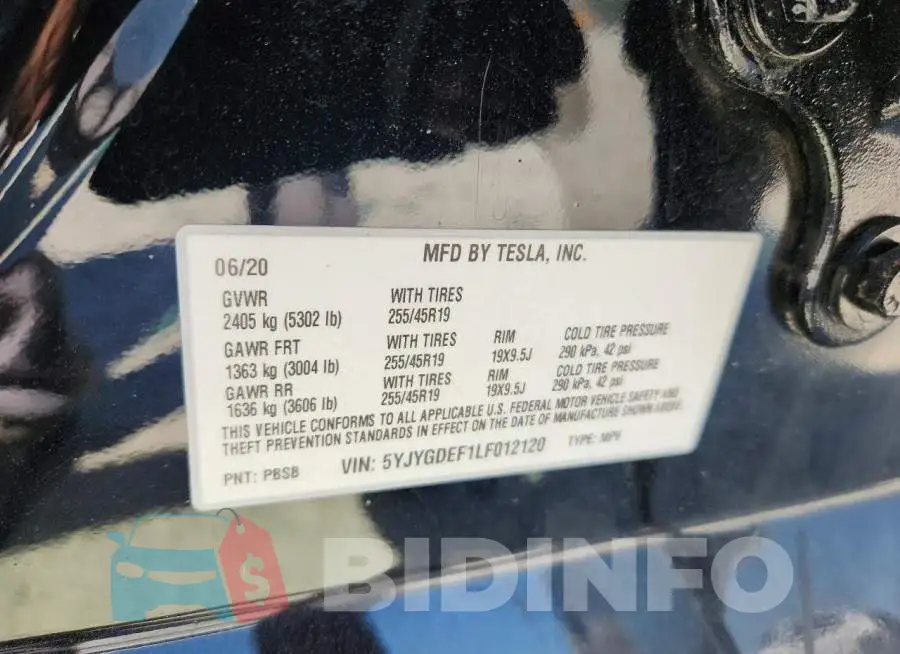 5YJYGDEF1LF012120 Photo# 12
