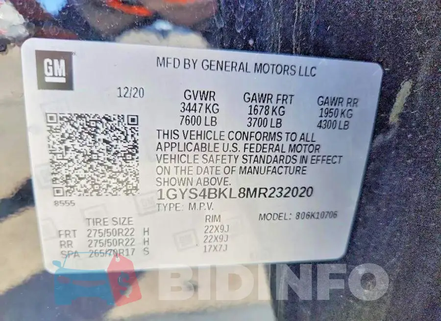 1GYS4BKL8MR232020 Photo# 13