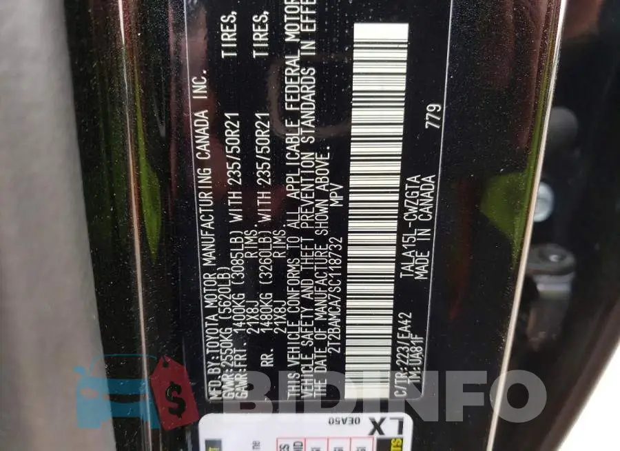 2T2BAMCA7SC118732 Photo# 13