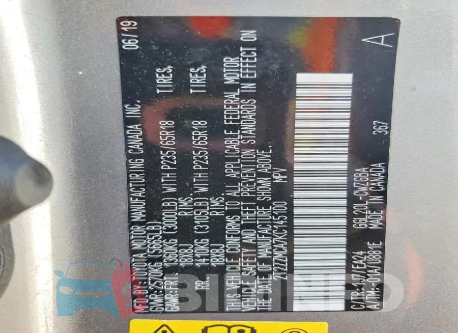 2T2ZZMCA7KC145100 Photo# 12
