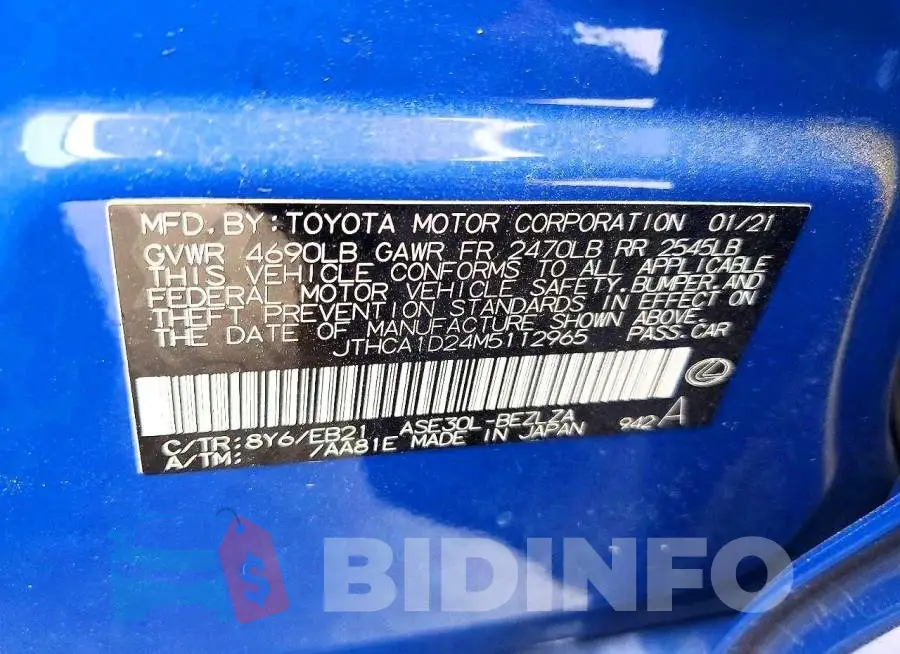 JTHCA1D24M5112965 Photo# 12