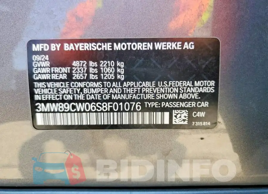 3MW89CW06S8F01076 Photo# 13